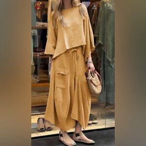 NWOT 2 PC Dolman Top & Maxi Skirt Set Orange Sz 18